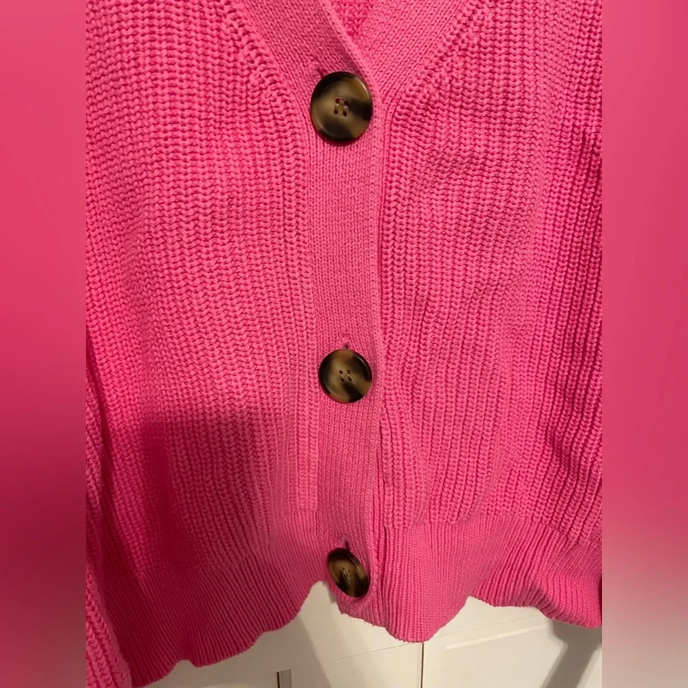 Loft 100% Cotton Hot Pink Cardigan - Picture 4 of 6